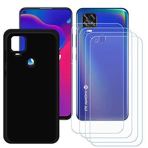TTJ Schwarz Hülle für ZTE Blade V2020 (6,53") + [4 Stück] HD Panzerglas, Handyhülle Silikon Schutzhülle Cover TPU Case Handytasche - Panzerglasfolie Schutzfolie von TTJ