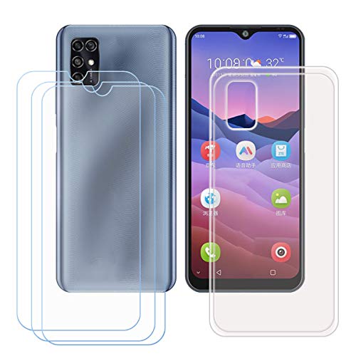 TTJ Transparent Hülle für ZTE Blade V2020 Smart (6,82") + [3 Stück] HD Panzerglas, Handyhülle Silikon Schutzhülle Cover TPU Case Handytasche - Panzerglasfolie Schutzfolie von TTJ