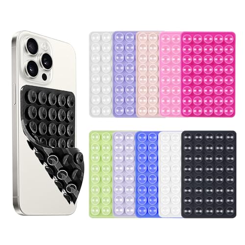 TTPSRY 10 Stück Silikon Handyhalterung Doppelseitiger Handy Saugnapfhalter Selbst Klebend Freihändige Halteru für Kompatibel mit Allen gängigen Handyhüllen(Mehrfarbig) von TTPSRY
