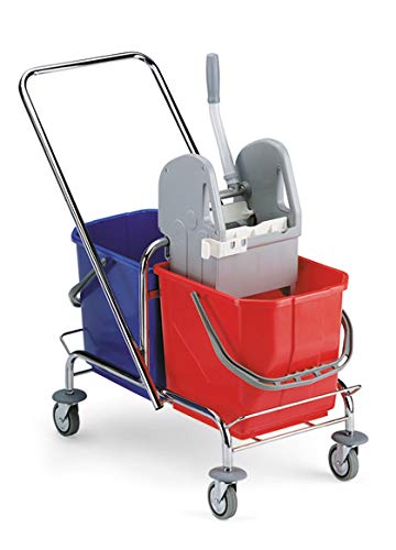 TTS 00006021 Roll Wagen chrom, Fassungsvermögen 30 Liter, komplett mit Wringer A Backen, mit Griff Reversible von TTS Cleaning