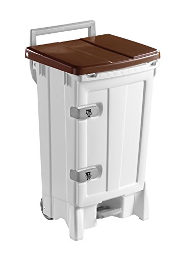 TTS Cleaning 00005720j open-up Aufbewahrungsbox aus Polypropylen mit Tür, Deckel braun, 125 mm Rollen, Kapazität 90 Liter, weiß von TTS Cleaning