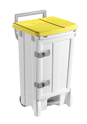 TTS Cleaning 00005723 open-up Behälter aus Polypropylen, Deckel gelb, 125 mm Rollen, Kapazität 90 Liter, weiß von TTS Cleaning
