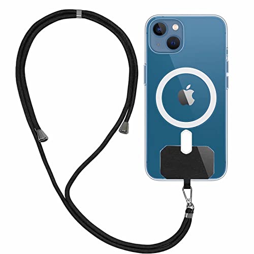 TTVV Magnetisch Klar Hülle für iPhone 13 Mini,Mag Safe Kabelloses Laden Case Dünne Cover mit Verstellbar Abnehmbar Universelle Handykette Lanyard von TTVV