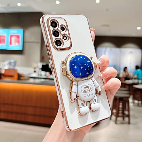 TTVV Miagon Blau Galaxie Astronaut Ständer Hülle für Samsung Galaxy S22 Ultra,Cute Mädchen Dünn Galvanisierte Schutzhülle Weiches Case Bumper mit Astronaut Halter Kickständer von TTVV