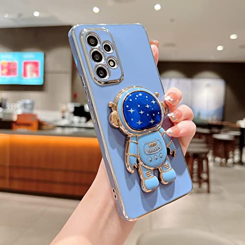 TTVV Miagon Blau Galaxie Astronaut Ständer Hülle für Xiaomi 11T Pro,Cute Mädchen Dünn Galvanisierte Schutzhülle Weiches Case Bumper mit Astronaut Halter Kickständer von TTVV