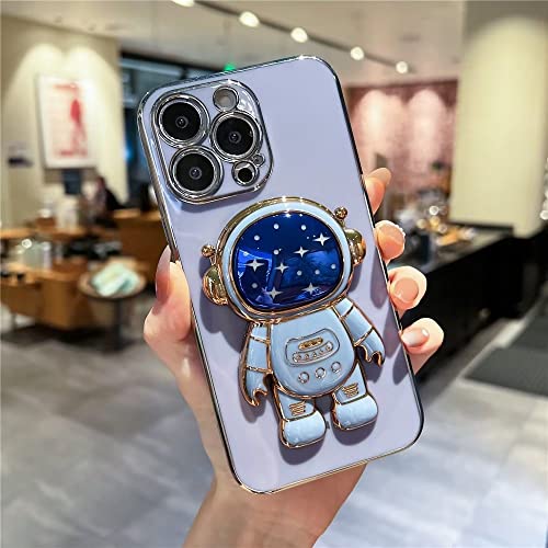 TTVV Miagon Blau Galaxie Astronaut Ständer Hülle für iPhone 8/7/SE 2020/2022,Cute Mädchen Dünn Galvanisierte Schutzhülle Weiches Case Bumper mit Astronaut Halter Kickständer von TTVV