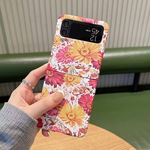 TTVV Miagon Blumen Hart Hülle für Samsung Galaxy Z Flip 4,Ultra Dünn Schutzhülle mit Blume Muster Stoßfest Anti-Kratzer Case Cover von TTVV