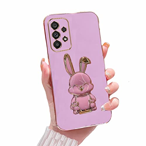 TTVV Miagon Kaninchen Ständer Hülle für Samsung Galaxy A33 5G,Cute Mädchen Dünn Galvanisierte Schutzhülle Weiches Case Bumper mit Hase Skalierbar Halter Kickständer von TTVV