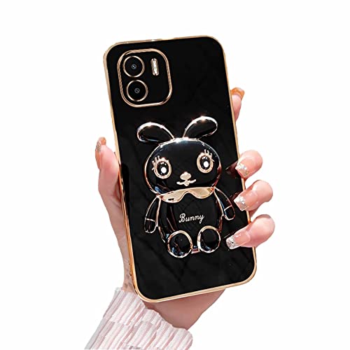 TTVV Miagon Kaninchen Ständer Hülle für Xiaomi Redmi A1,Cute Mädchen Dünn Galvanisierte Schutzhülle Weiches Case Bumper mit Hase Halter Kickständer von TTVV