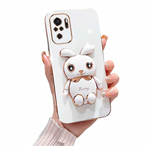 TTVV Miagon Kaninchen Ständer Hülle für Xiaomi Redmi Note 10 Pro,Cute Mädchen Dünn Galvanisierte Schutzhülle Weiches Case Bumper mit Hase Halter Kickständer von TTVV
