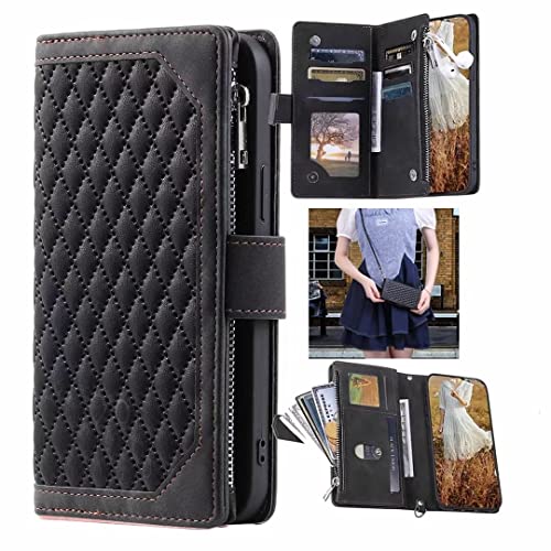 TTVV für Samsung Galaxy A52 4G/5G/A52S Crossbody Reißverschluss Hülle,Retro Brieftasche Geldbörse Handtasche Schulterriemen Flip Magnetisch Kartenhalter Ständer PU Leder Cover von TTVV