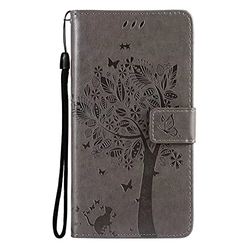 TTVV für iPhone 14 Geldbörse Wallet Case,PU Leder Baum Katze Schmetterling Flip Cover Klapphülle Tasche Schutzhülle mit Magnet Handschlaufe Strap von TTVV