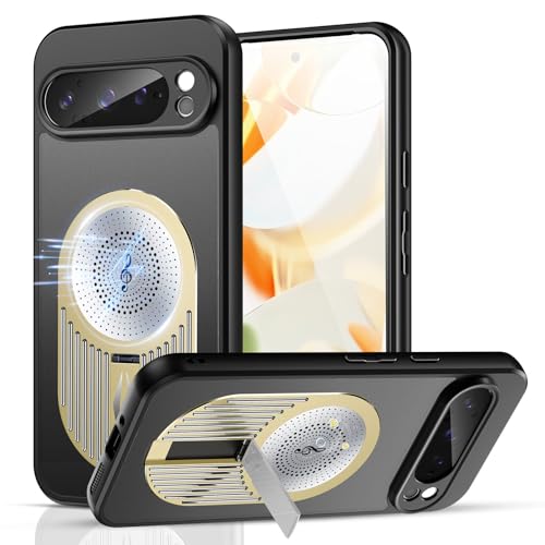 Schutzhülle für Google Pixel 9 Pro/9pro XL mit magnetischer Halterung, sturzsichere Schutzhülle aus Polycarbonat (Gold) von TTWBB