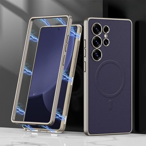 Schutzhülle für Samsung Galaxy S25 Ultra, Kunstleder, kompatibel mit kabellosem Laden, magnetisch, Anti-Drop-Schutzhülle, Violett Schutzhülle für Samsung Galaxy S25 Ultra, Kunstleder, kompatibel mit kabellosem Laden, magnetisch, Anti-Drop-Schutzhülle, Violett von TTWBB