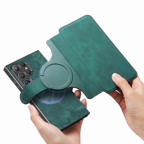 Schutzhülle für Samsung Galaxy S25 Ultra, PU-Leder, magnetisch, abnehmbar, 2-in-1, mit Kartenschlitz, magnetisch, verschleißfest und sturzfest, Grün Schutzhülle für Samsung Galaxy S25 Ultra, PU-Leder, magnetisch, abnehmbar, 2-in-1, mit Kartenschlitz, magnetisch, verschleißfest und sturzfest, Grün von TTWBB