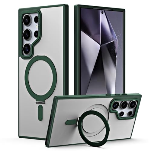 Schutzhülle für Samsung Galaxy S25 Ultra mit magnetischem, unsichtbarem Ständer [kompatibel mit Mag-Safe] [vollständiger Kameraschutz] für Damen und Herren (Grün) von TTWBB