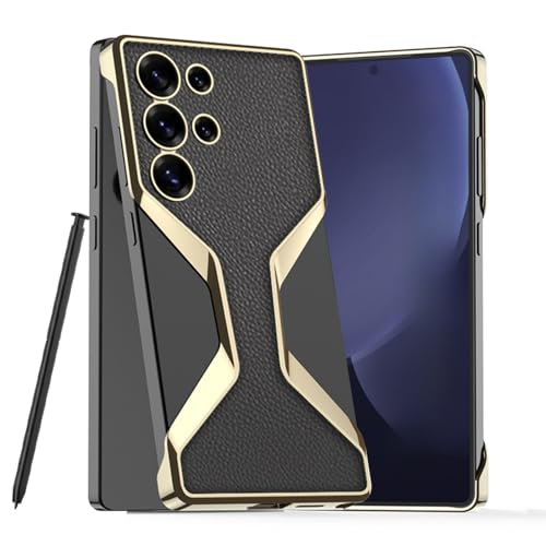 Schutzhülle für Samsung Galaxy S25Ultra, galvanisiert, schlankes Metall, rahmenlos, einfarbig, Business-Schutzhülle, sturzsicher, ohne Stift) (schwarz) von TTWBB