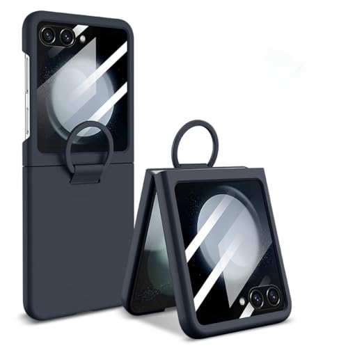 Schutzhülle für Samsung Galaxy Z Flip 5/6, schlanke Hülle mit Ringhalter, ultradünn, stoßfest, schützende Abdeckung (integrierter Displayschutz), Blau von TTWBB