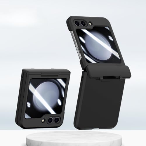 Schutzhülle für Samsung Galaxy Z Flip 6, mit Displayschutzfolie, Scharnier, Fallschutz, kratzfest, schlankes Design, mattiert, Klappschutzhülle (schwarz) von TTWBB