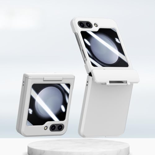 Schutzhülle für Samsung Galaxy Z Flip 6, mit Displayschutzfolie, Scharnier, Fallschutz, kratzfest, schlankes Design, mattiert, Klappschutzhülle (weiß) von TTWBB