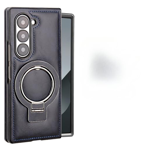 Schutzhülle für Samsung Galaxy Z Fold 5/6, mit Metallringhalter, luxuriöses Leder, hautfreundlich, stoßfest, Ständer, magnetisch, kabelloses Laden, Schwarz Schutzhülle für Samsung Galaxy Z Fold 5/6, mit Metallringhalter, luxuriöses Leder, hautfreundlich, stoßfest, Ständer, magnetisch, kabelloses Laden, Schwarz von TTWBB