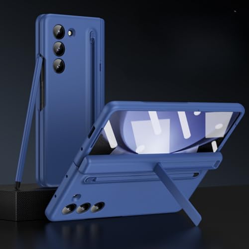 Schutzhülle für Samsung Galaxy Z Fold 5/6, mit Stiftschlitz und Scharnierständer (mit Stift), integrierter Displayschutz, stoßfest, militärische Qualität, Blau von TTWBB
