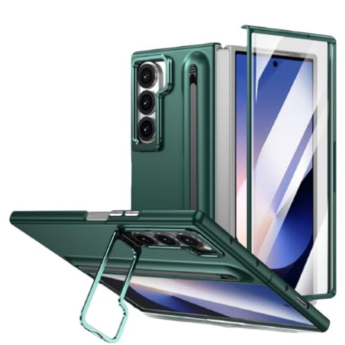Schutzhülle für Samsung Galaxy Z Fold 5/Fold 6, mit Objektivhalterung und Stiftschlitz (mit Stift), [integrierter Displayschutz], harte, stoßfeste Handyhülle, Grün von TTWBB