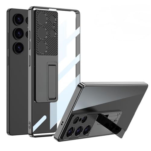 Stoßfest für Samsung Galaxy S25 Ultra Hülle, [Vergilbungsfrei] Galvanik Transparent Phantom Ultradünne Feinlochhalterung Schutzhülle (Schwarz) von TTWBB
