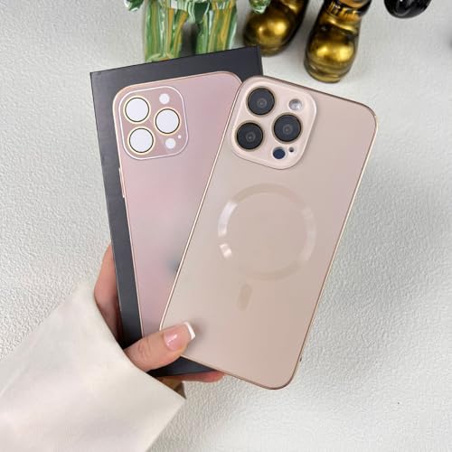 TTWBB Hülle für iPhone 16 pro/16 Pro Max, magnetisch, Titan, luxuriös, matt, volle Verpackung, Objektivfolie, Schutzhülle (Gold) von TTWBB