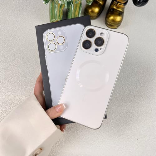 TTWBB Hülle für iPhone 16 pro/16 Pro Max, magnetisch, Titan, luxuriös, matt, volle Verpackung, Objektivfolie, Schutzhülle (Weiß) von TTWBB