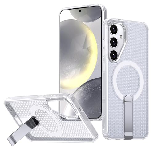 TTWBB Magnetische Hülle für Samsung S24 plus/S25 plus, Doppelte Wabenwärmeableitung, Stoßfeste Schutzhülle mit Kickstand (Transparent) von TTWBB
