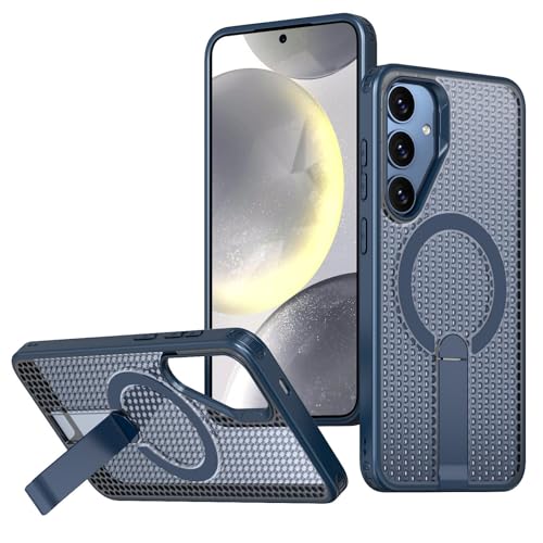 TTWBB Magnetische Hülle für Samsung S24 plus/S25 plus, doppelte Wabenwärmeableitung, stoßfeste Schutzhülle mit Kickstand (Blau) von TTWBB