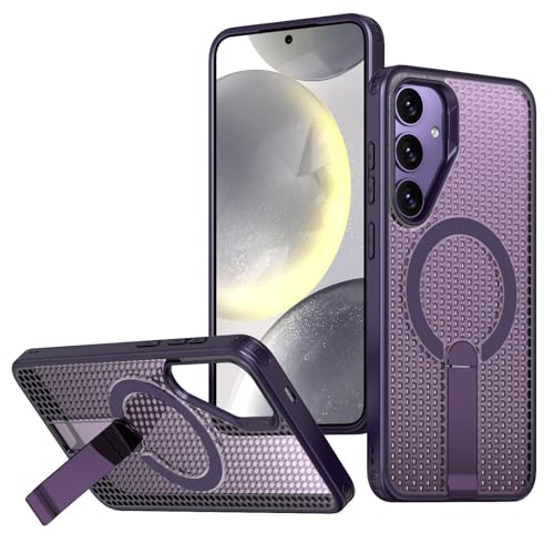 TTWBB Magnetische Hülle für Samsung S24 plus/S25 plus, doppelte Wabenwärmeableitung, stoßfeste Schutzhülle mit Kickstand (Violett) von TTWBB