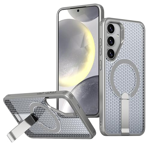 TTWBB Magnetische Hülle für Samsung S24 plus/S25 plus, doppelte Wabenwärmeableitung, stoßfeste Schutzhülle mit Ständer (Grau) von TTWBB