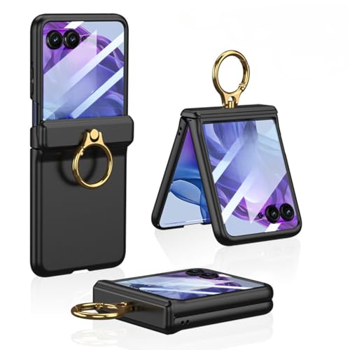 TTWBB Schutzhülle für Motorola Razr 50/50 Ultra mit eingebautem Displayschutz und magnetischem Scharnierschutz und Ringständer, stoßfest, Schwarz TTWBB Schutzhülle für Motorola Razr 50/50 Ultra mit eingebautem Displayschutz und magnetischem Scharnierschutz und Ringständer, stoßfest, Schwarz von TTWBB