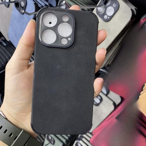 TTWBB Schutzhülle für iPhone 16 Pro/16 Pro Max, Lammfell-Silikon, All-Inclusive-Handyhülle, weiches, kratzfestes Mikrofaserfutter innen (schwarz) von TTWBB