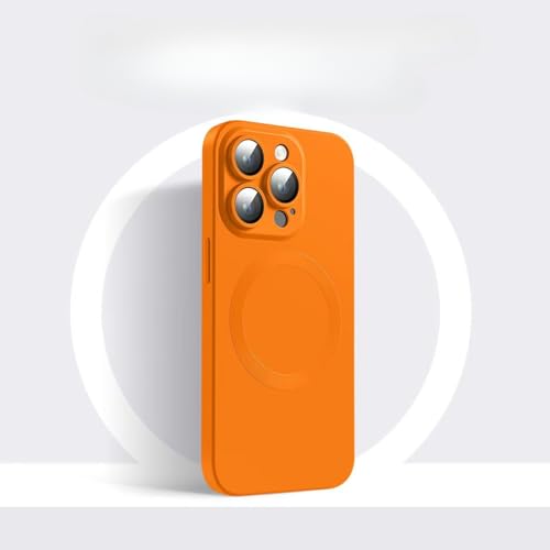 TTWBB Schutzhülle für iPhone 16 Pro/16 Pro Max, kompatibel mit Mag-Safe, Flüssigsilikon-Upgrade [Kameraschutz], stoßfeste Anti-Drop-Schutzhülle (Orange) von TTWBB