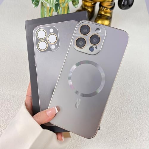 TTWBB Schutzhülle für iPhone 16 Pro/16 Pro Max, magnetisch, Titan, luxuriös, matt, volle Verpackung, Objektivfolie, Schutzhülle (Grau) von TTWBB
