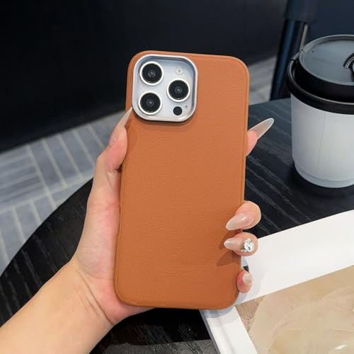 TTWBB Schutzhülle für iPhone 16 Pro/16 Pro Max Metalllinse, Fallschutz, luxuriöse Business-PU-Leder-Schutzhülle (braun) von TTWBB