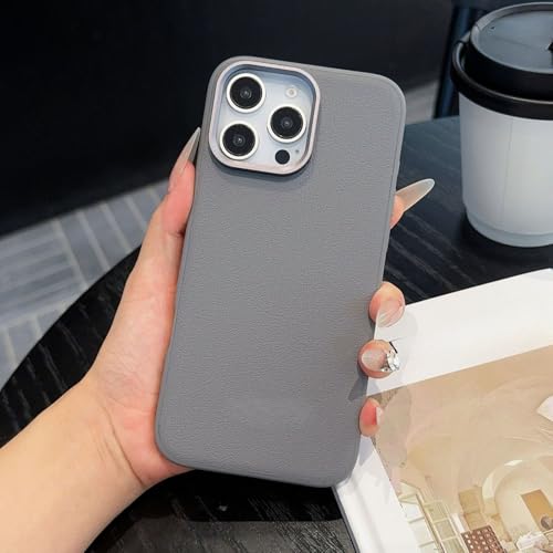 TTWBB Schutzhülle für iPhone 16 Pro/16 Pro Max Metalllinse, Fallschutz, luxuriöse Business-PU-Leder-Schutzhülle (grau) von TTWBB
