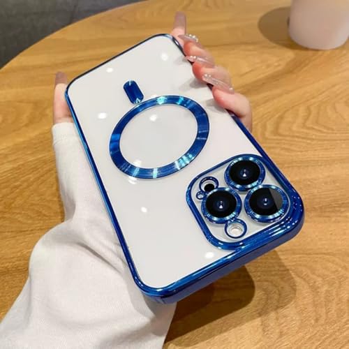 TTWBB Schutzhülle für iPhone 16 Pro/16 Pro Max mit Mag-Safe [Fallschutz in Militärqualität], vollständiger Kameralinsenschutz, transparente Handyhülle für Damen und Herren, Dunkelblau von TTWBB