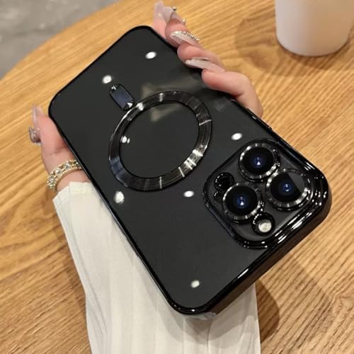 TTWBB Schutzhülle für iPhone 16 Pro/16 Pro Max mit Mag-Safe [Fallschutz in Militärqualität], vollständiger Kameralinsenschutz, transparente Handyhülle für Damen und Herren, Schwarz von TTWBB
