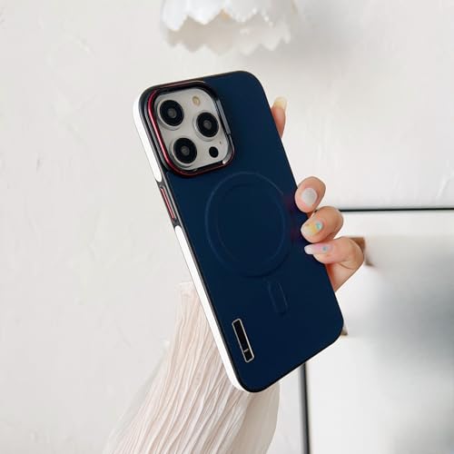 TTWBB Schutzhülle für iPhone 16 Pro/16 Pro Max mit Metallknöpfen, magnetische Handyhülle, luxuriöse Business-PU-Leder-Schutzhülle, sturzfeste Hülle (blau) von TTWBB