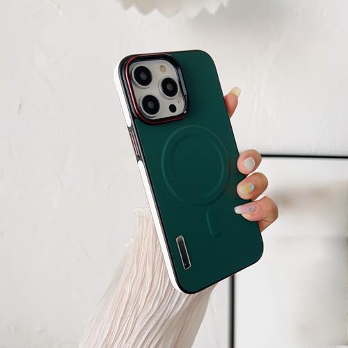 TTWBB Schutzhülle für iPhone 16 Pro/16 Pro Max mit Metallknöpfen, magnetische Handyhülle, luxuriöse Business-PU-Leder-Schutzhülle, sturzfeste Hülle (grün) von TTWBB