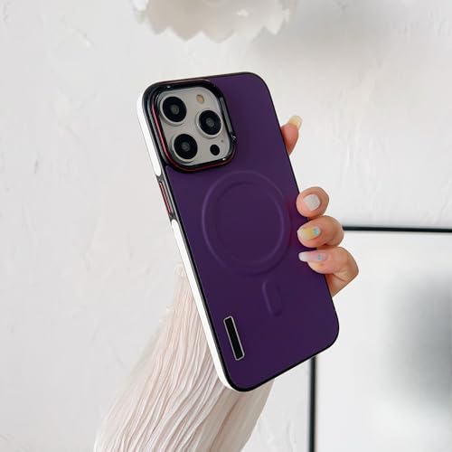 TTWBB Schutzhülle für iPhone 16 Pro/16 Pro Max mit Metallknöpfen, magnetische Handyhülle, luxuriöse Business-PU-Leder-Schutzhülle, sturzfeste Hülle (lila) von TTWBB