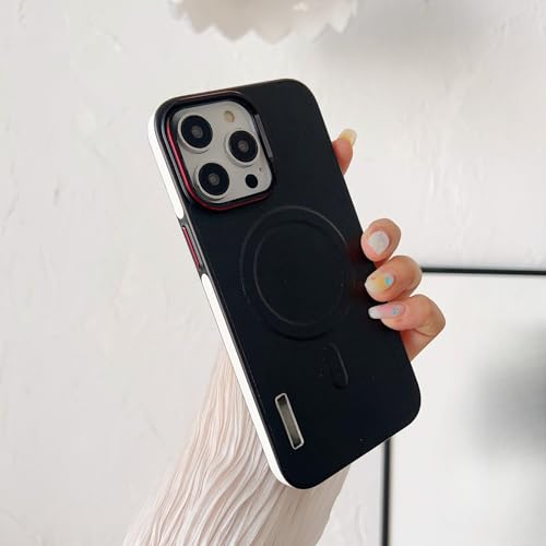 TTWBB Schutzhülle für iPhone 16 Pro/16 Pro Max mit Metallknöpfen, magnetische Handyhülle, luxuriöse Business-PU-Leder-Schutzhülle, sturzfeste Hülle (schwarz) von TTWBB