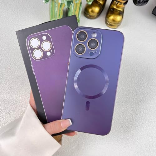 TTWBB Schutzhülle für iPhone 16 pro/16 Pro Max, magnetisch, Titan, luxuriös, matt, volle Verpackung, Objektivfolie, Schutzhülle (lila) von TTWBB