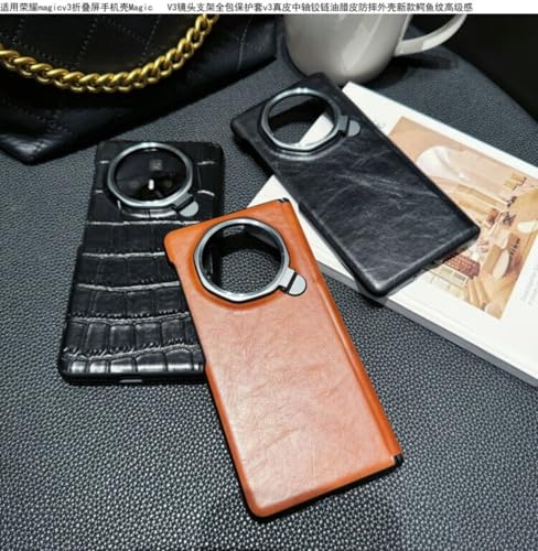 TTWBB Smartphone-Schutzhülle für Honor Magic V3 [mit HD-Fronthülle] mit Scharnierschutz und verstellbarem Ständer, All-Inclusive-Schutzhülle (Braun) von TTWBB