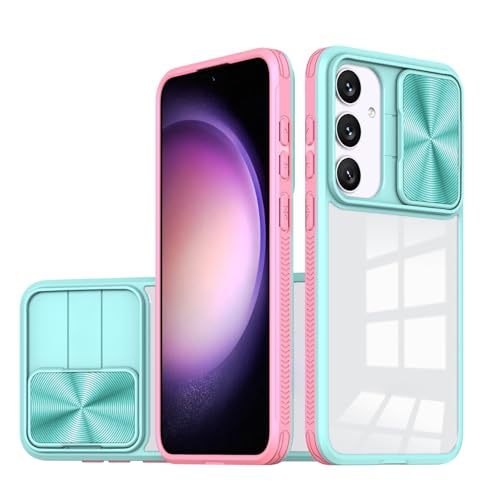 Transparente Schutzhülle für Samsung Galaxy S25, schmal, dünn, Polycarbonat, stoßfest, mit Schiebe-Kamera-Abdeckung, Rosa / Blau Transparente Schutzhülle für Samsung Galaxy S25, schmal, dünn, Polycarbonat, stoßfest, mit Schiebe-Kamera-Abdeckung, Rosa / Blau von TTWBB