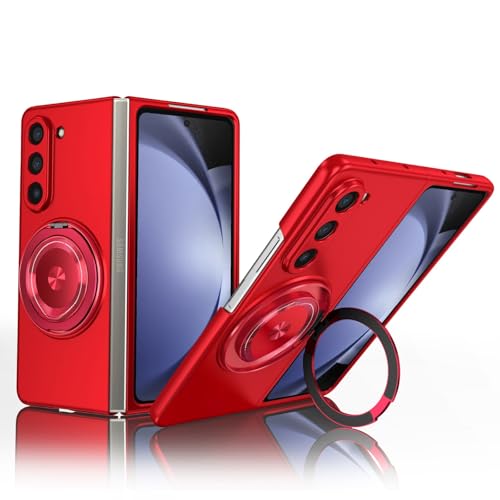 Verbesserter 360° drehbarer magnetischer Ringständer für Samsung Galaxy Z Fold 5/6 Hülle, militärischer Schutz, stoßfeste Schutzhülle (rot) von TTWBB